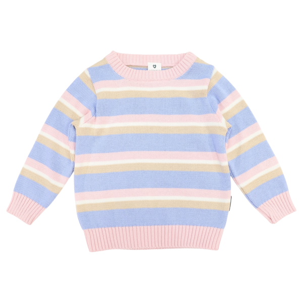 Stripe Knit Sweater - Pale Pink & Blue