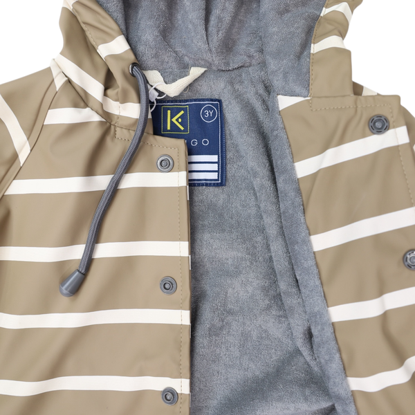 Striped Colour Change Raincoat - Chestnut