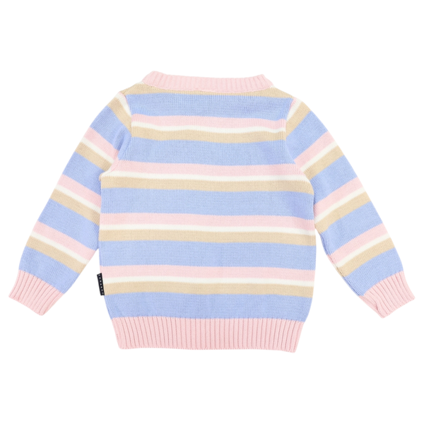 Stripe Knit Sweater - Pale Pink & Blue