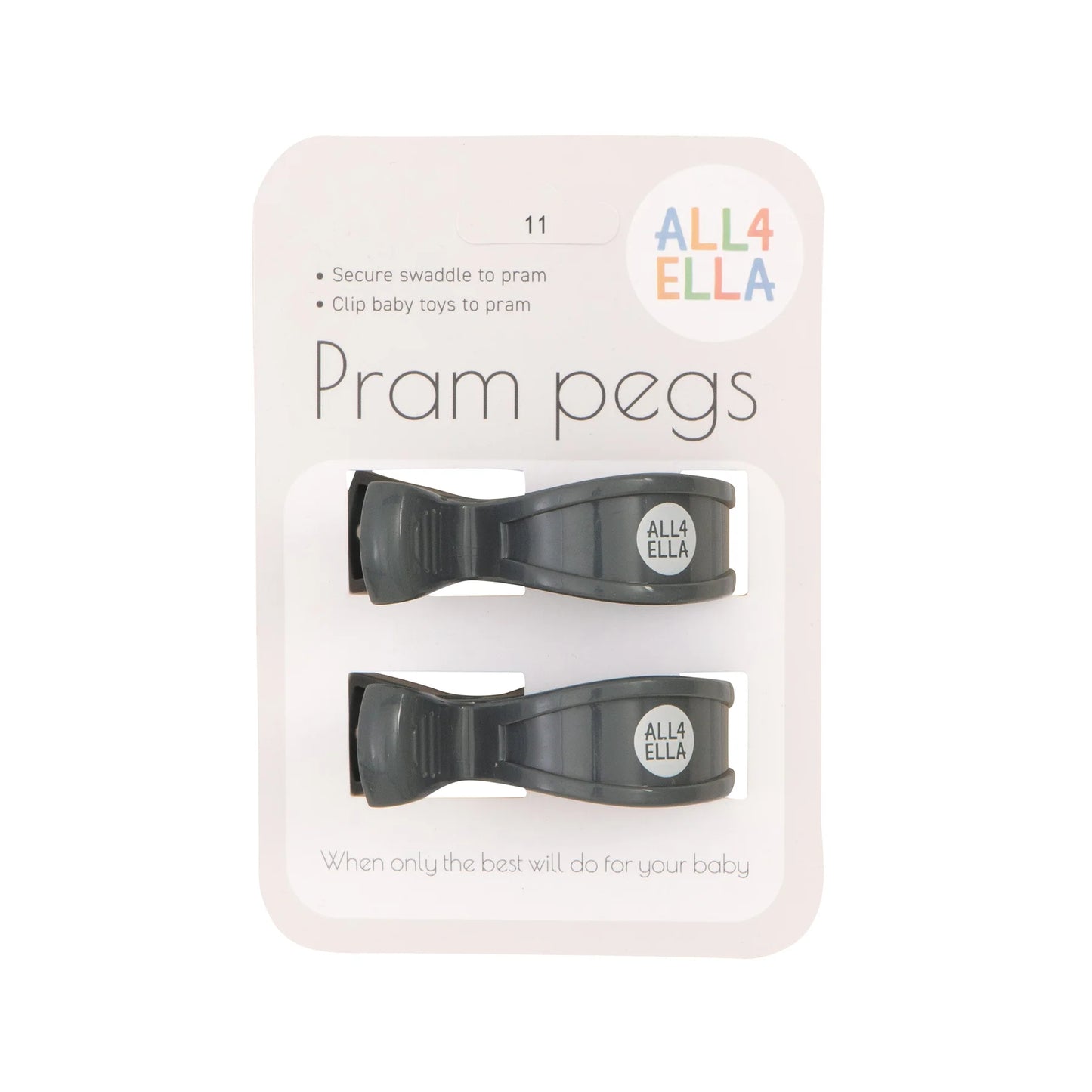 Pram Pegs 2 Pk - Charcoal
