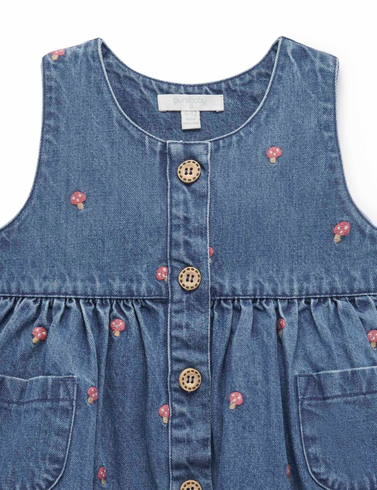 Purebaby Embroidered Toadstool Pinnie