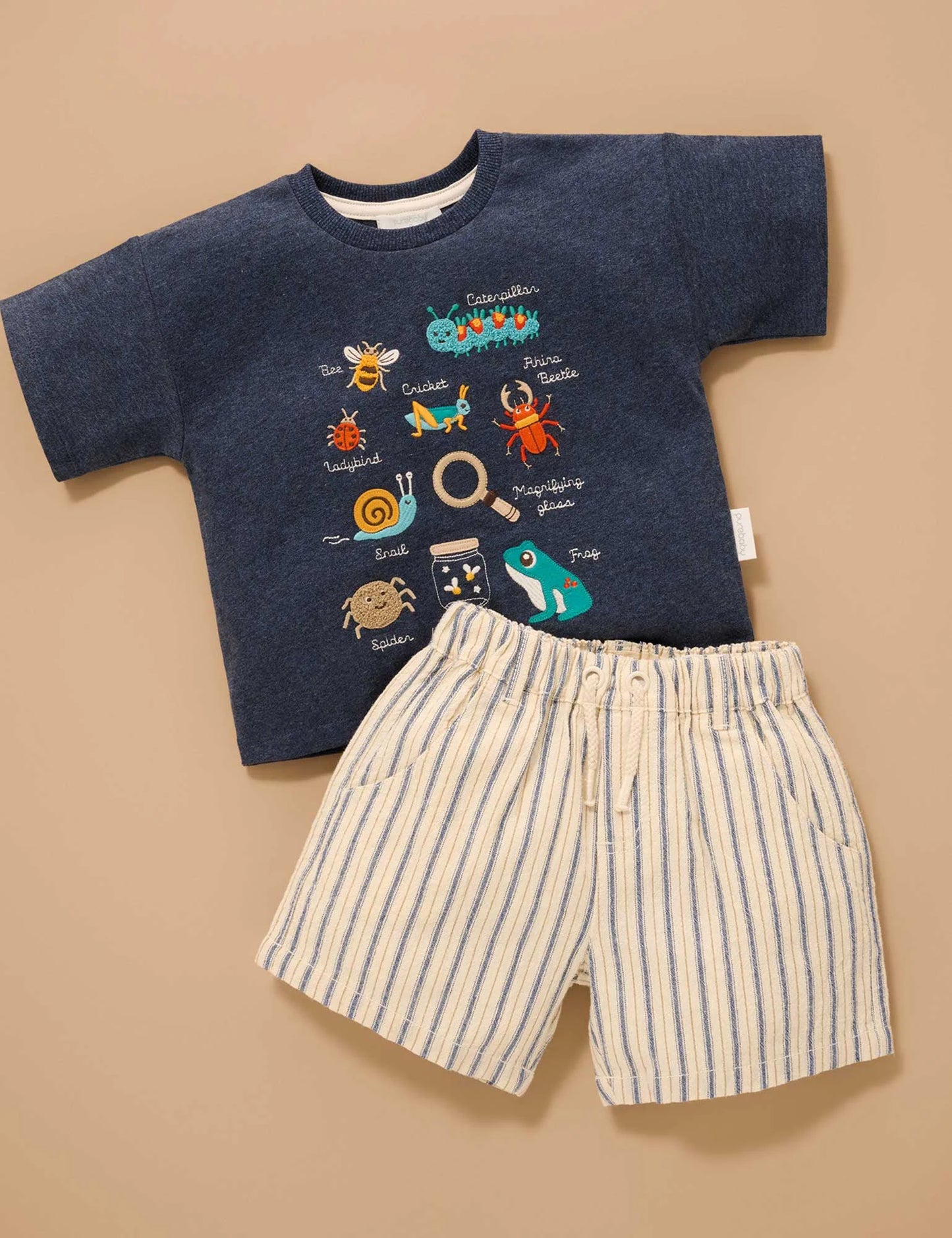 Pull On Striped Shorts - Ticking Stripe