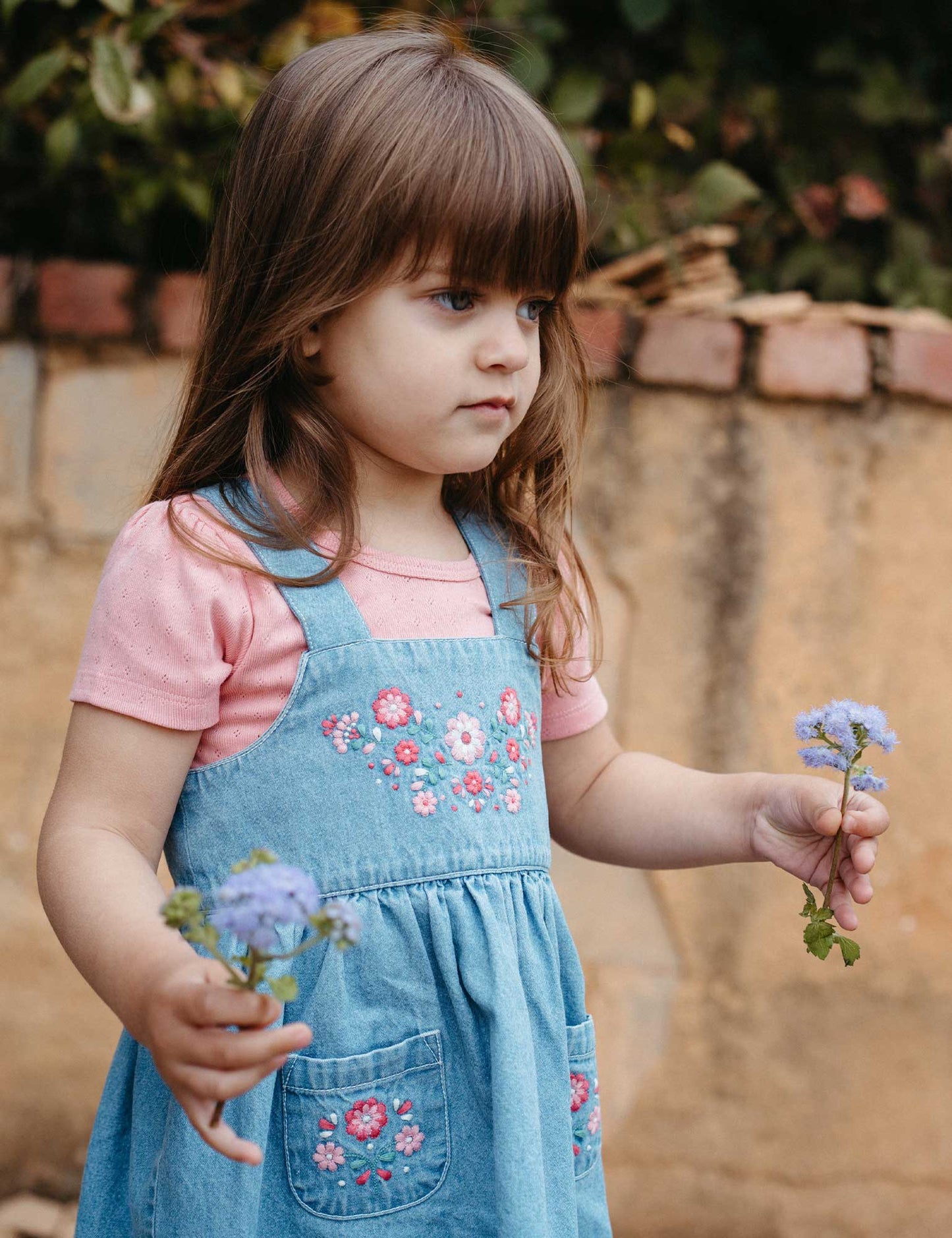 Embroidered Pinnie - Faded Denim