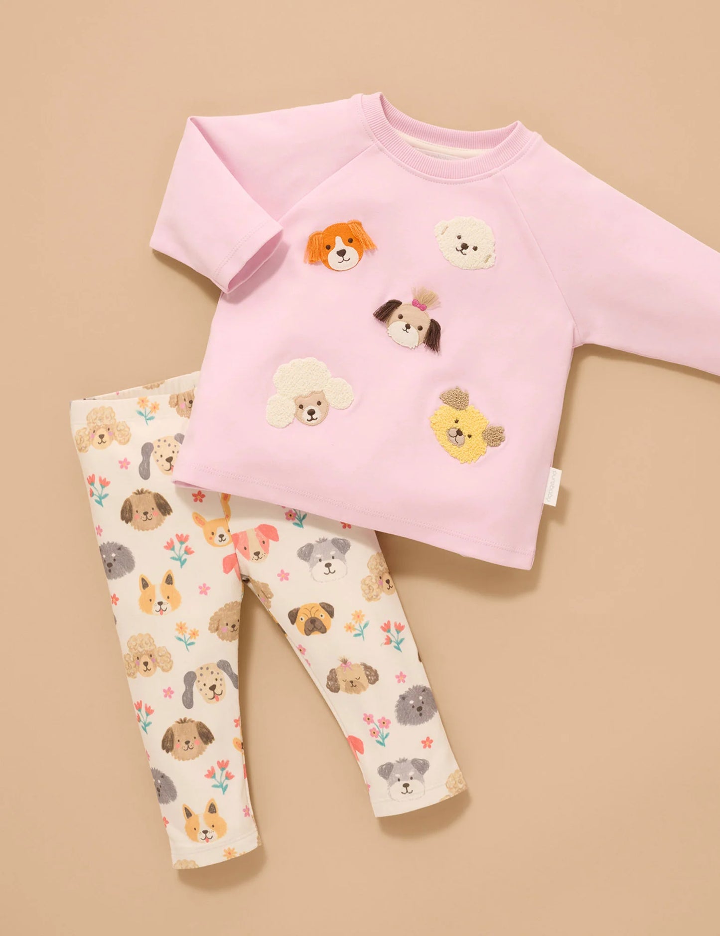 Thick Long Sleeve Puppy Tee - Petunia