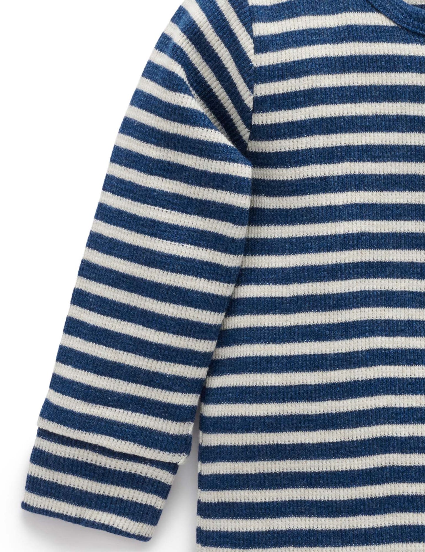 Henley Waffle Top - Blueberry Stripe