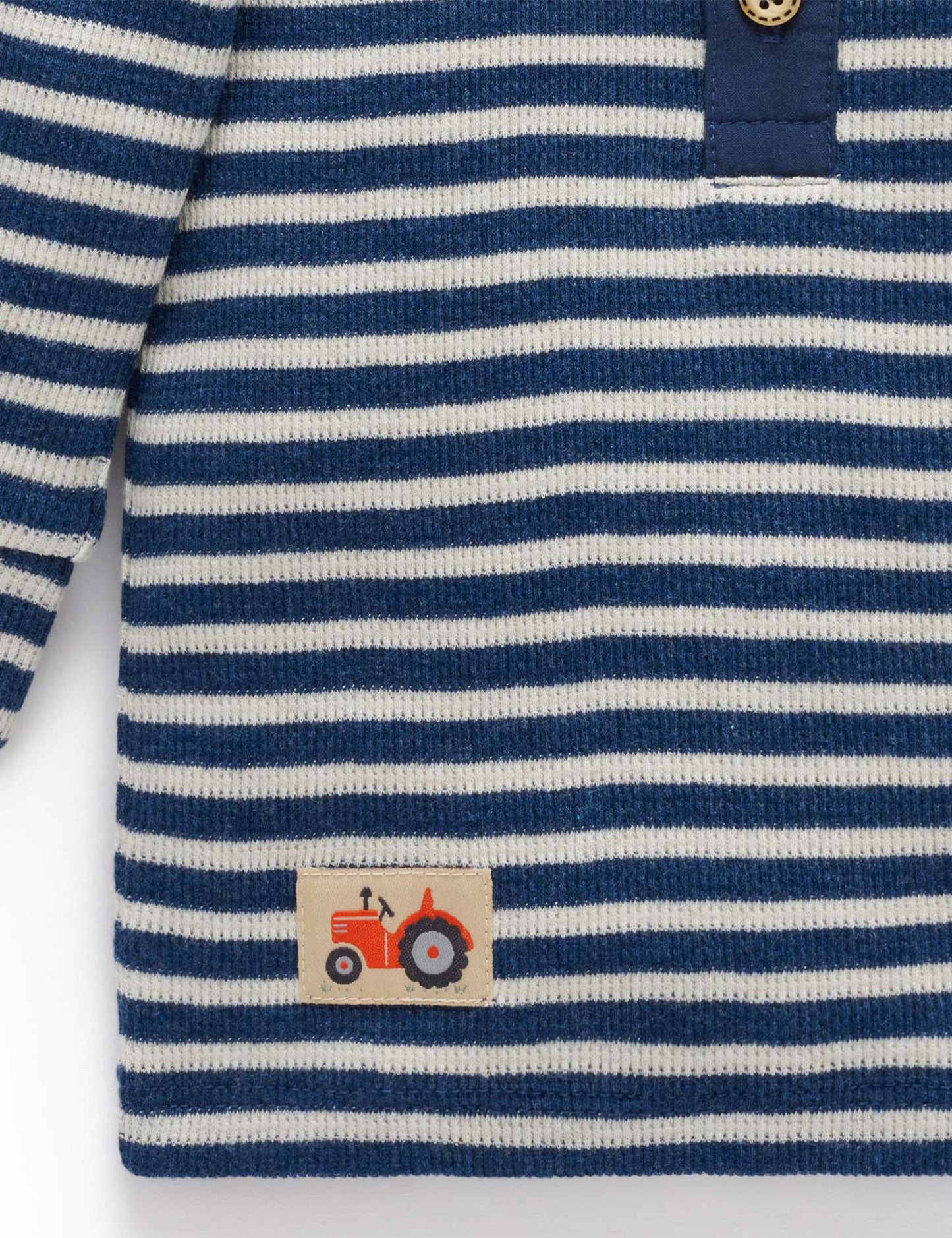 Henley Waffle Top - Blueberry Stripe