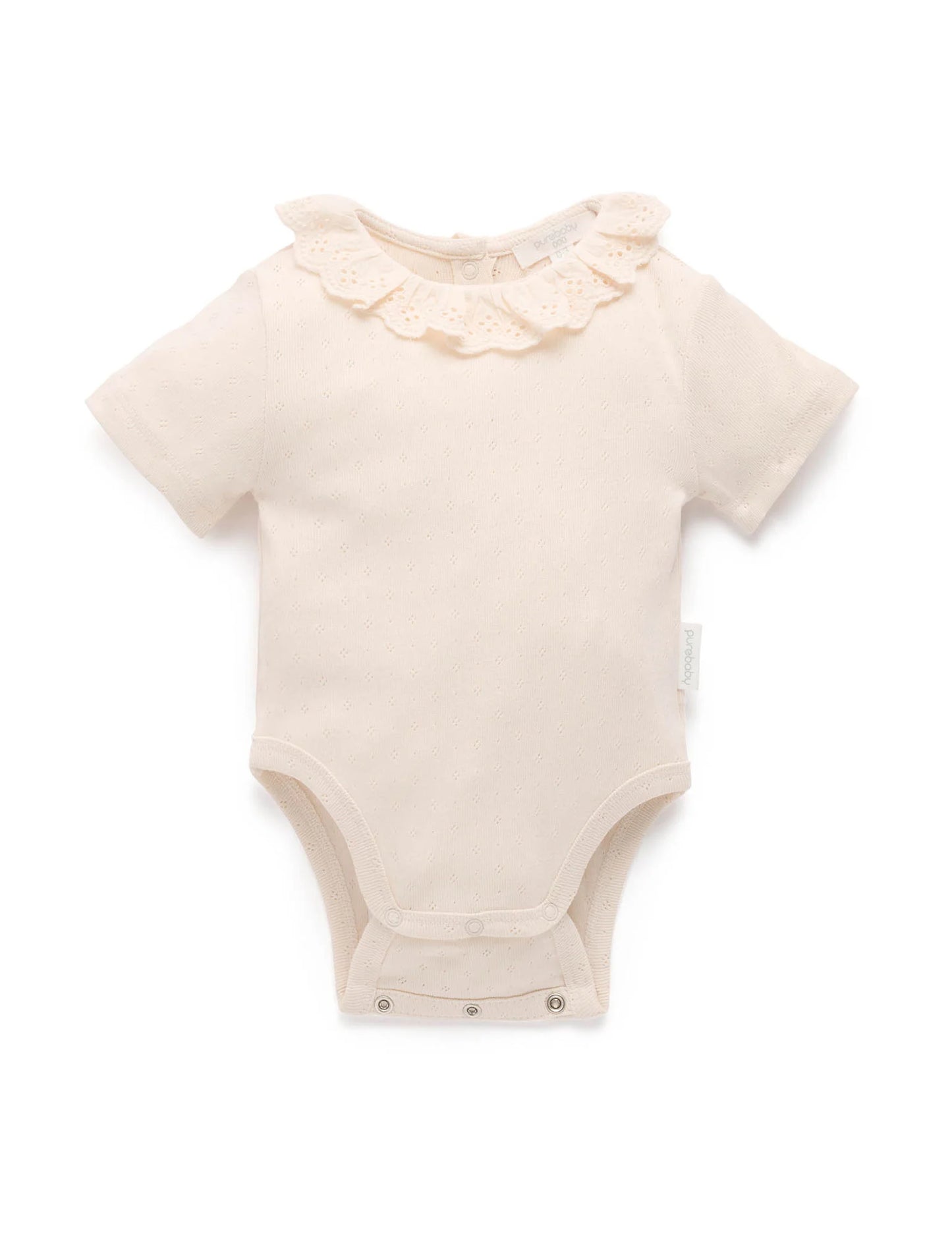 Pointelle Ruffle Bodysuit - Cloud