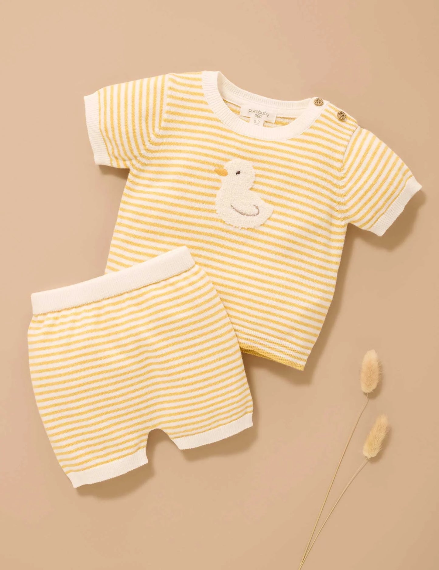 Knitted Goose Set - Lemon Stripe