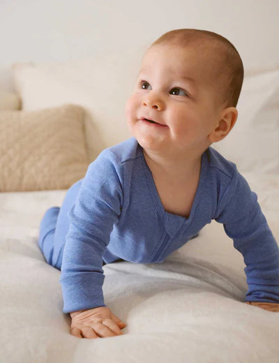 Purebaby Essential L/S Zip Growsuit - Blue