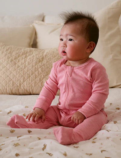 Purebaby Essential L/S Zip Growsuit - Pink