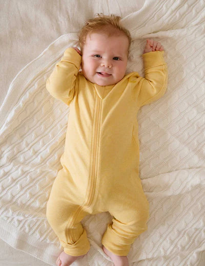 Purebaby Essential L/S Zip Growsuit - Yellow