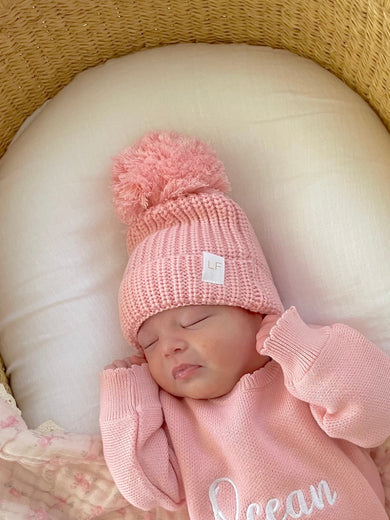 Knitted Pom Beanie - Peony