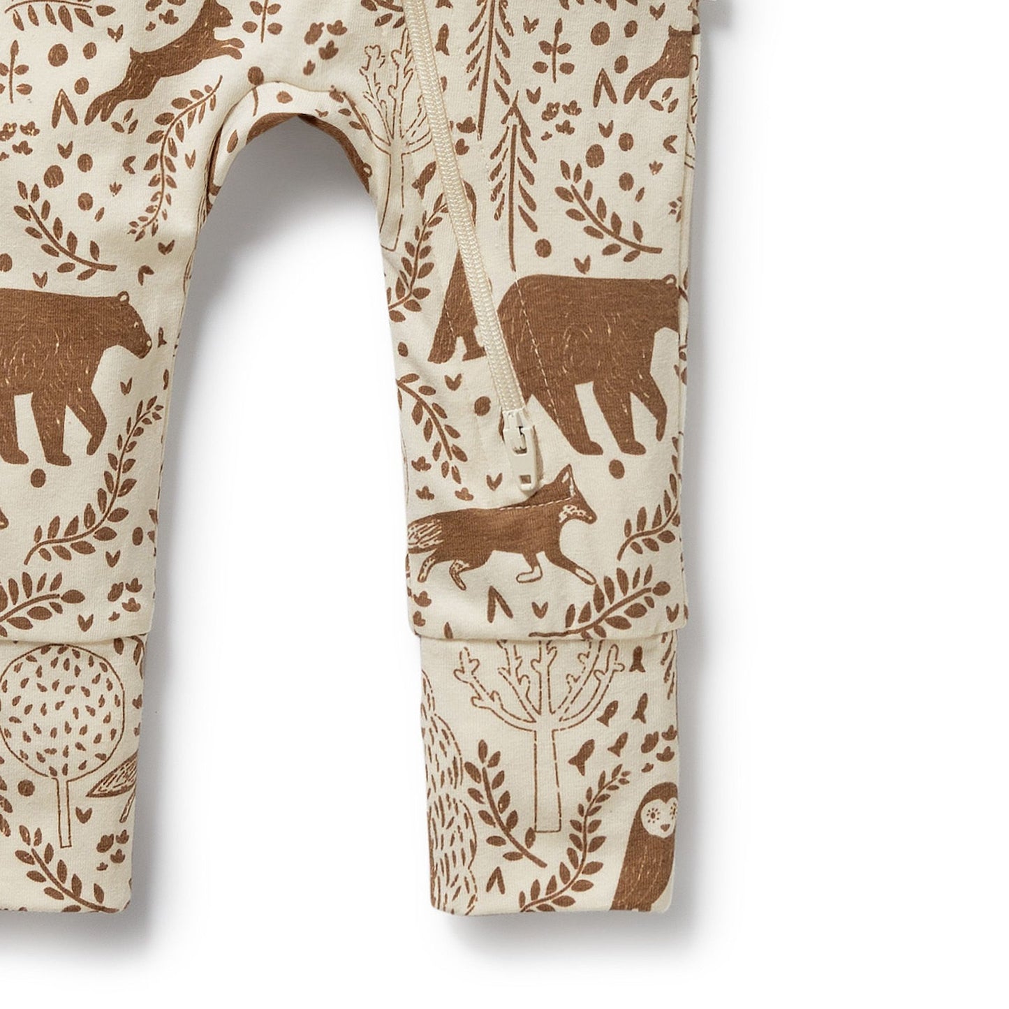 Organic Zipsuit w Feet - Winter Forest