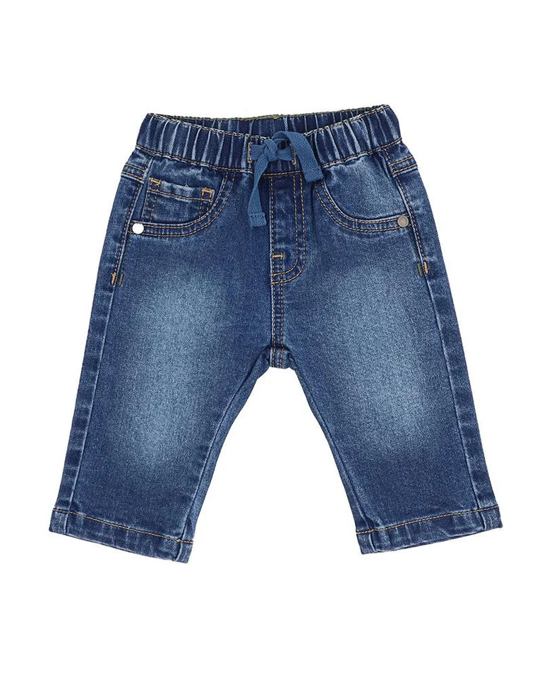 Boys Pull On Jeans - Mid Indigo