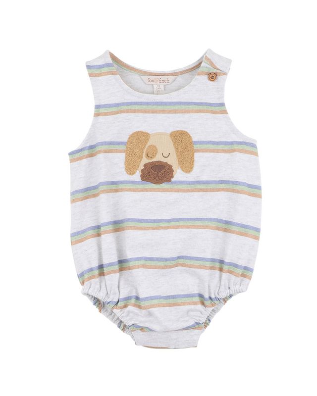 Wildings Dog Bodysuit - Grey Marl Stripe