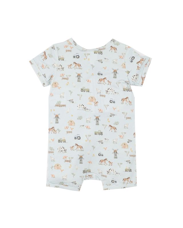 Ecocosy S/S Zipsuit - Farm Print