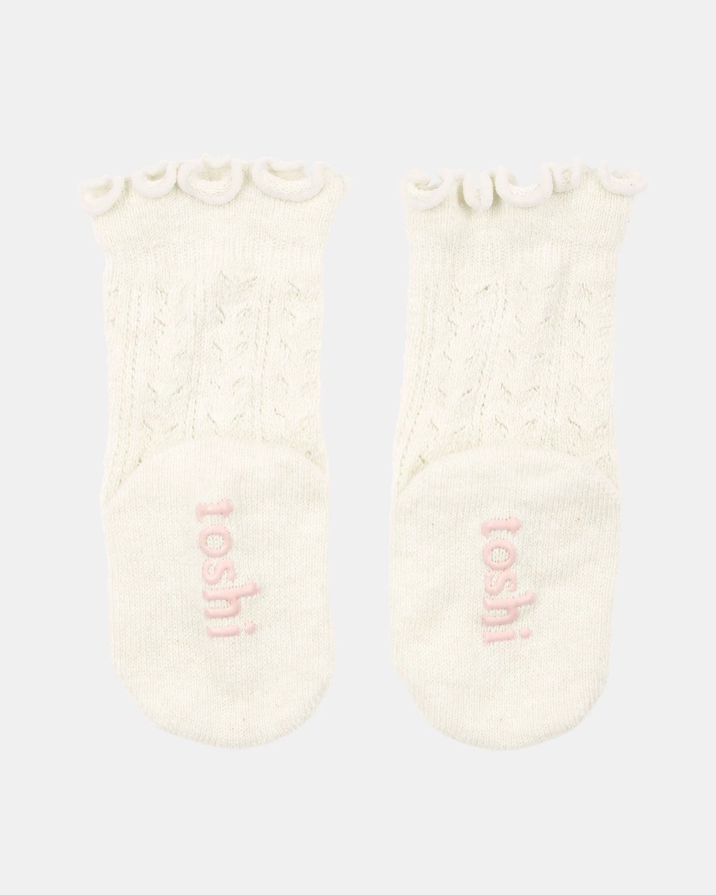 Toshi Organic Socks Knee Frilly Lace - Cream