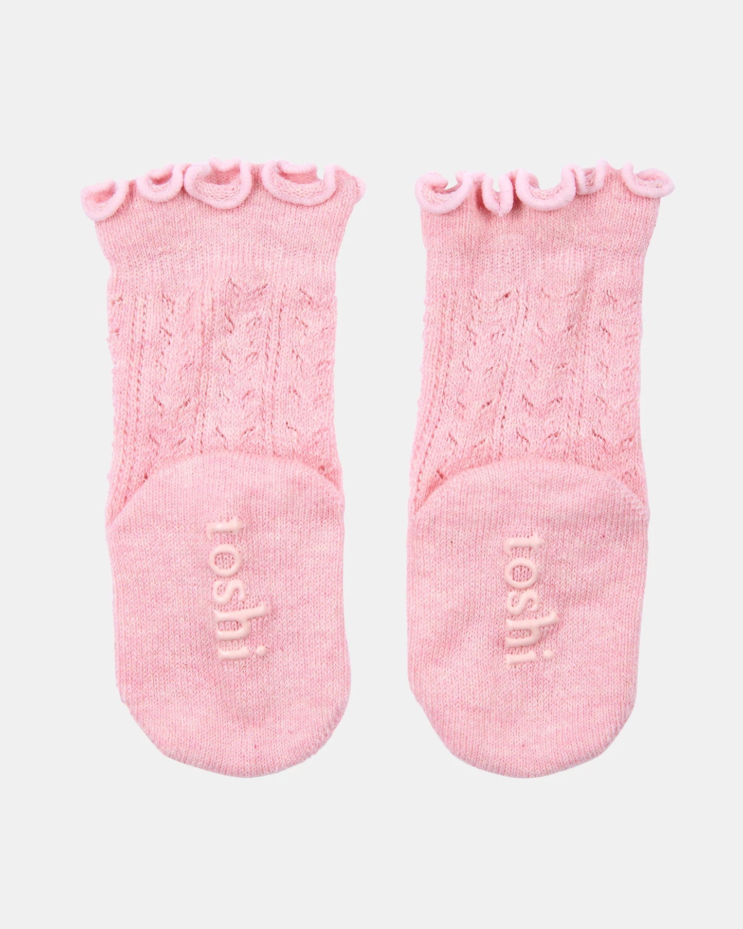 Toshi Organic Socks Knee Frilly Lace - Misty Rose