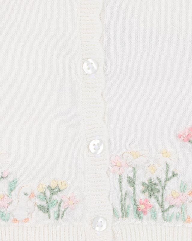 Bonnie Embroidered Cardigan - Cloud