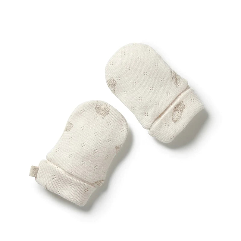 Organic Pointelle Mittens - Little Acorn