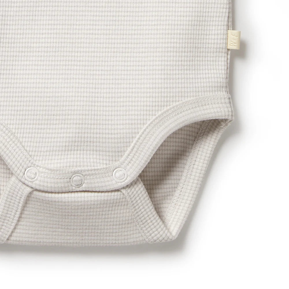 Organic Stripe Rib S/S Bodysuit - Clay