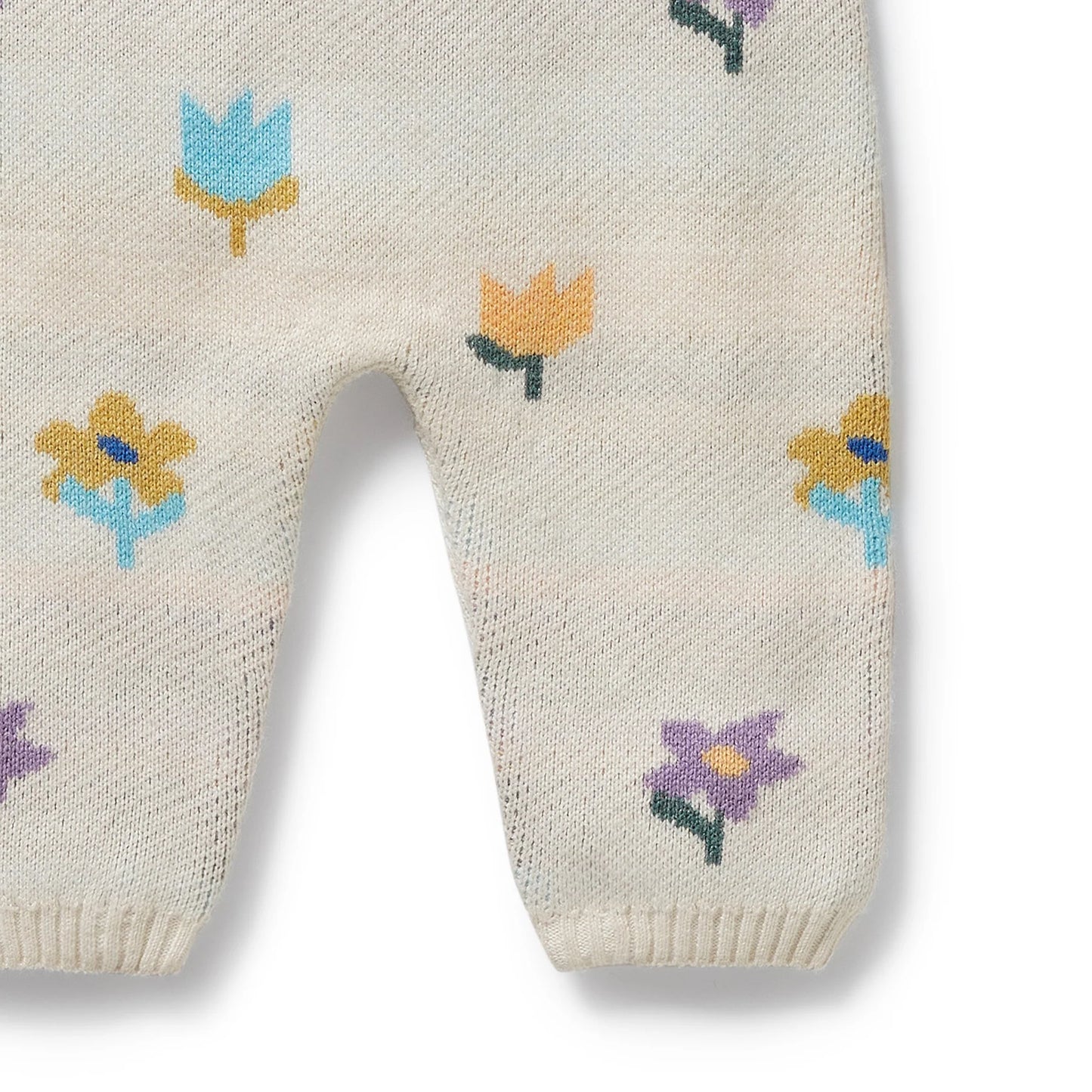 Knitted Jacquard Overalls - Flower Pop