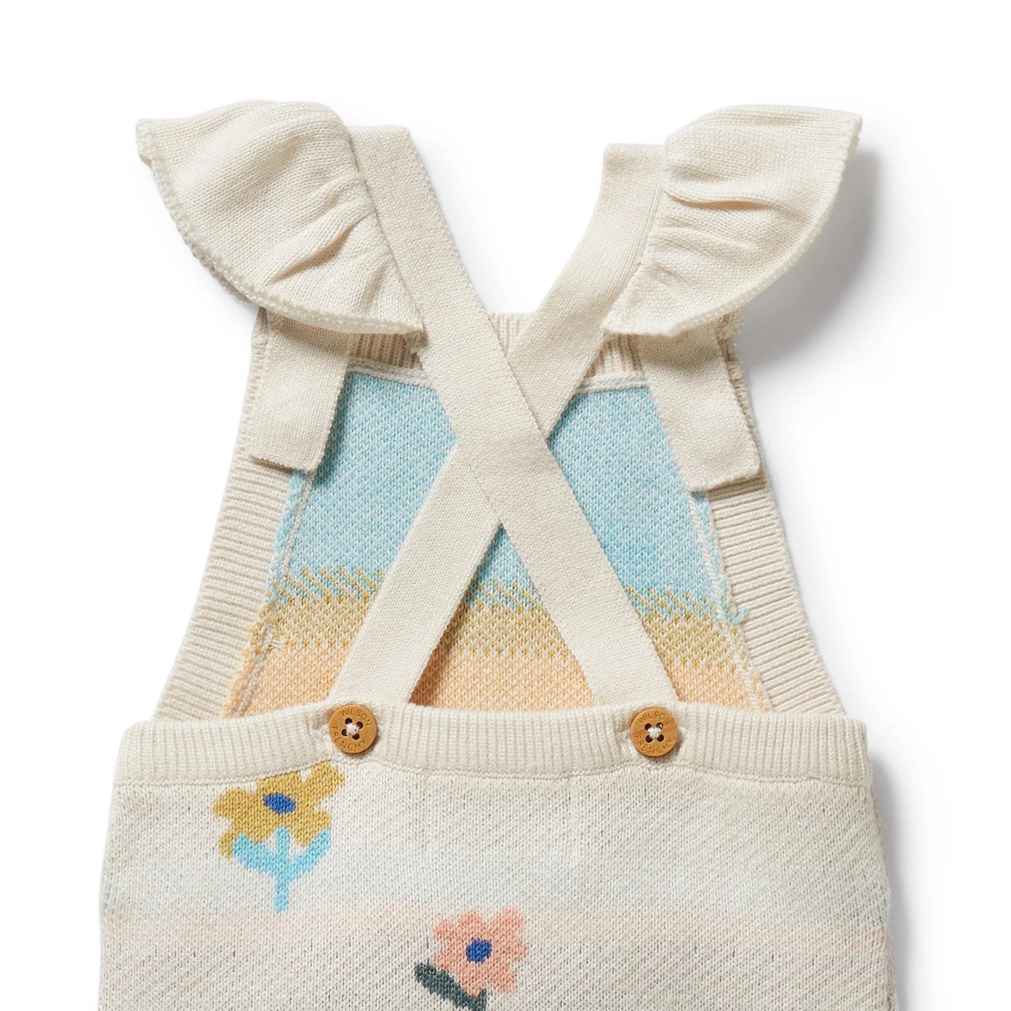 Knitted Jacquard Overalls - Flower Pop
