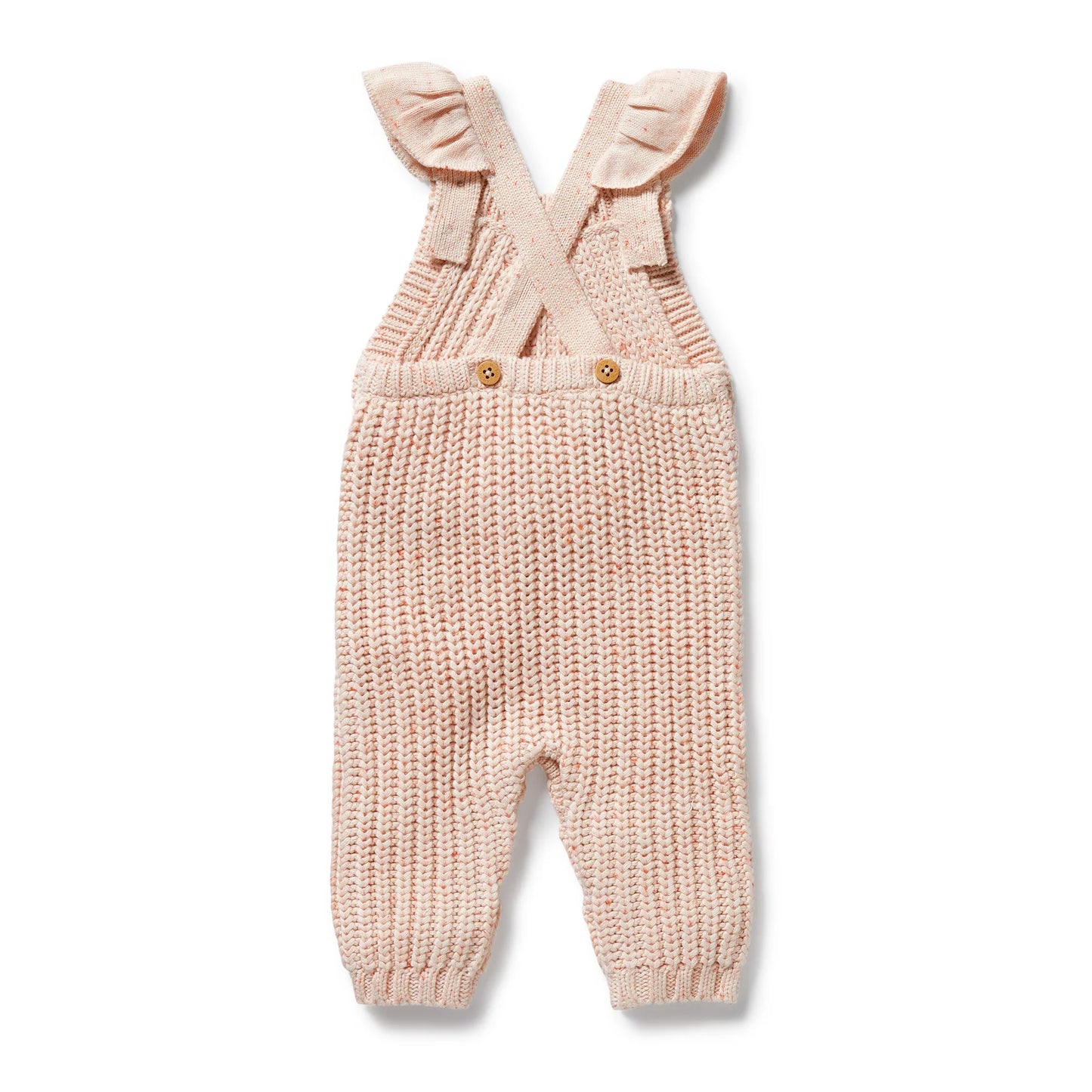 Knitted Ruffle Overalls - Fairy Floss