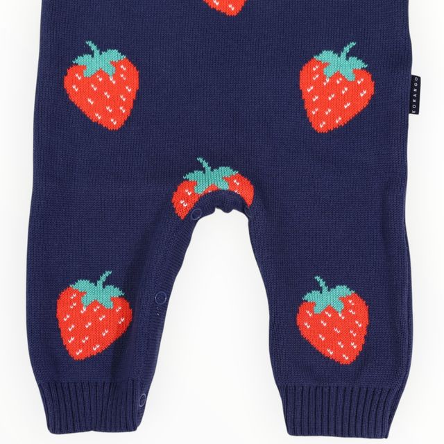 Strawberry Knit Romper - Navy