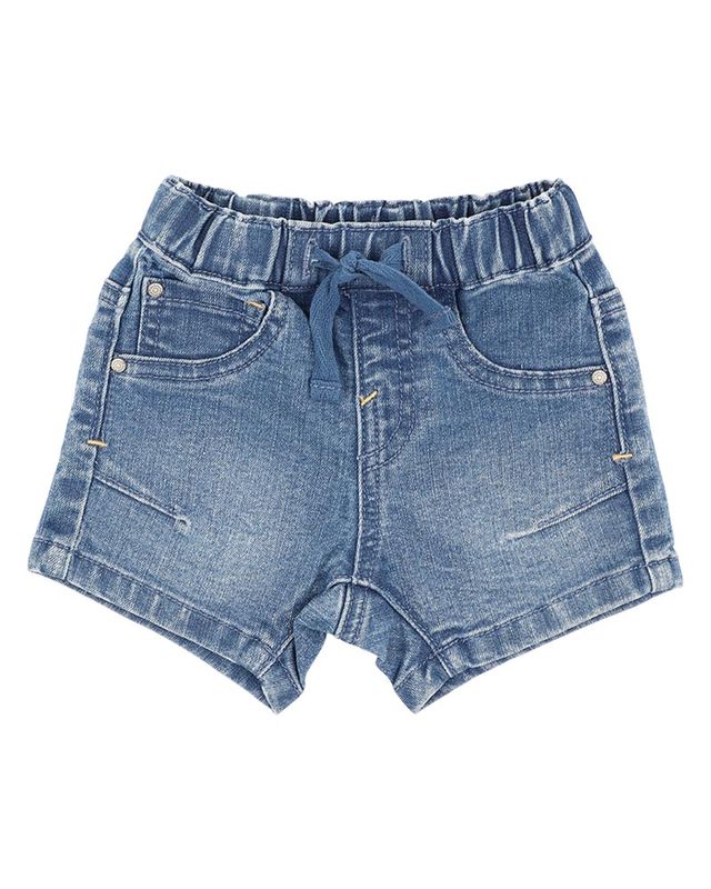 Boys Knit Denim Shorts - Mid Indigo