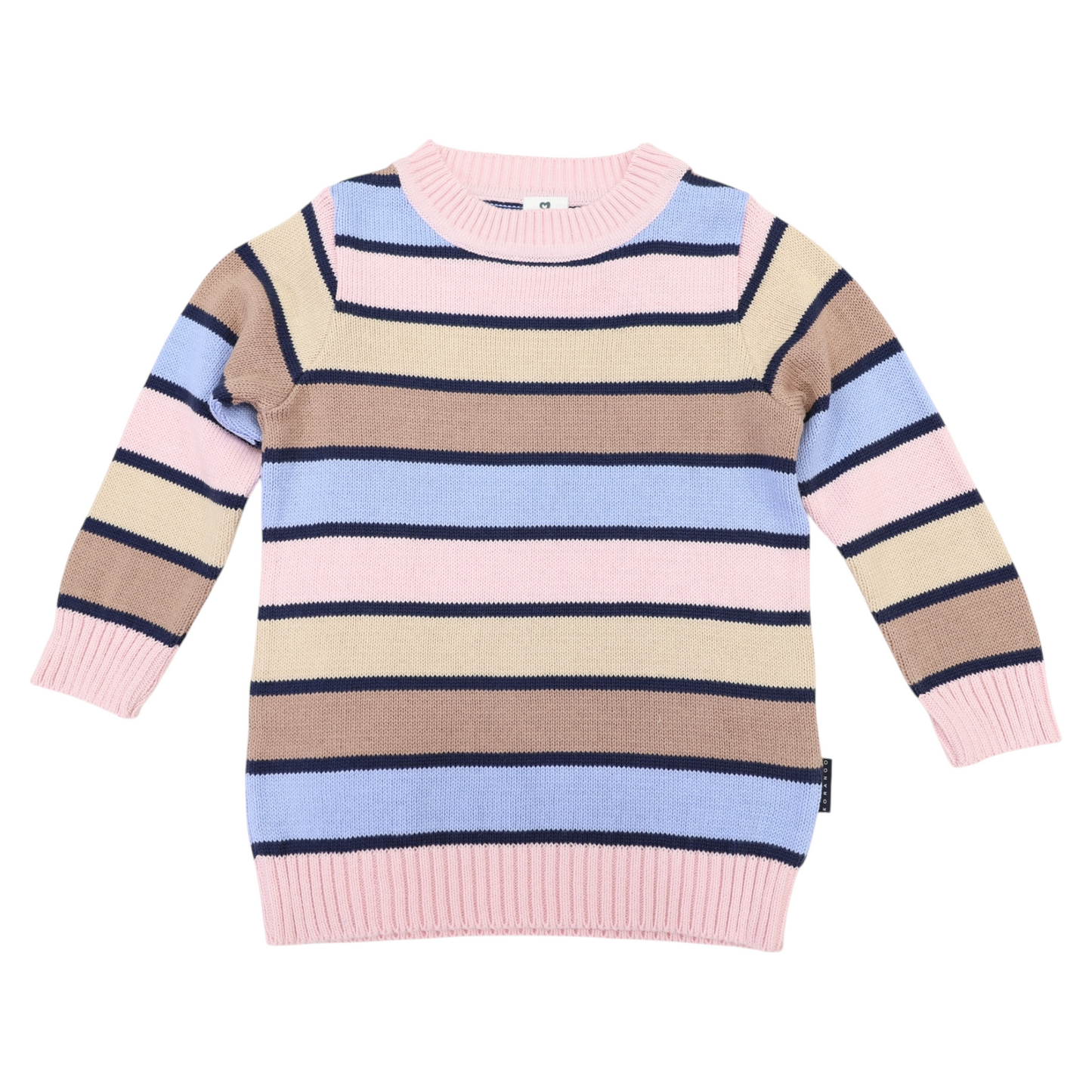 Long Stripe Knit Sweater - Blue
