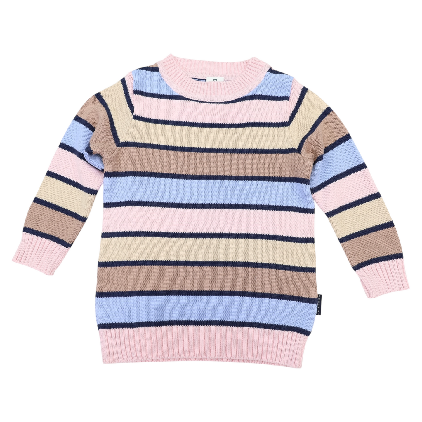 Long Stripe Knit Sweater - Blue