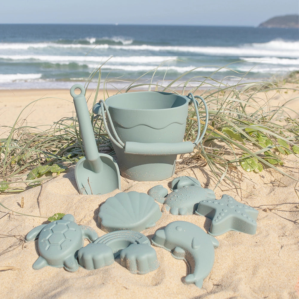 Silicone 8 Pc Bucket & Spade Set -Sage