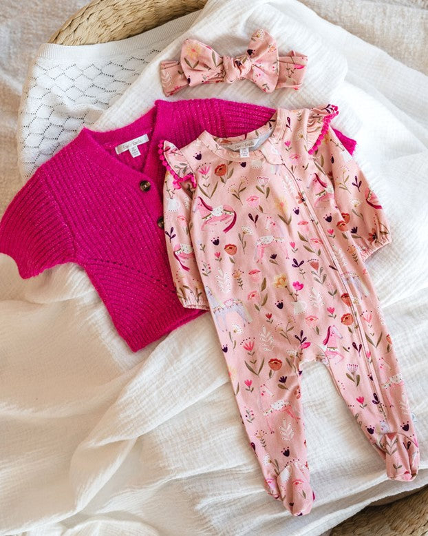 Wild Horses L/S Zip Onesie - Wild Horses Print