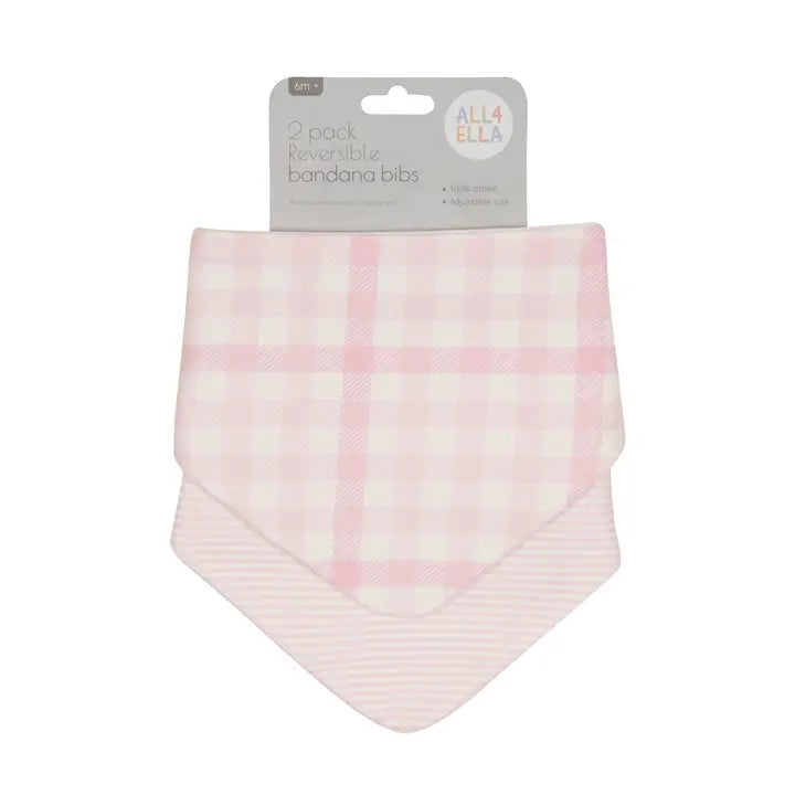Bandana Bibs 2 Pk - Pink Gingham
