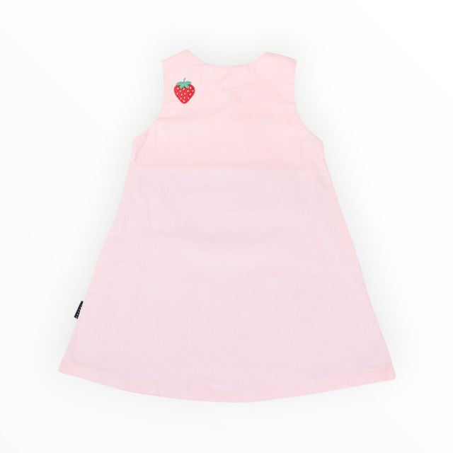 Strawberry Appliqued Cord Dress- Pink