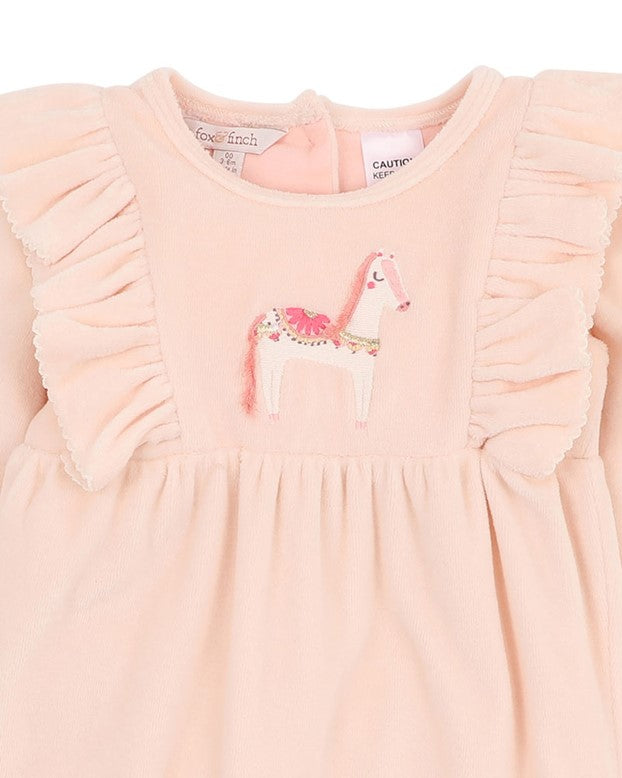 Wild Horses L/S Velour Onesie