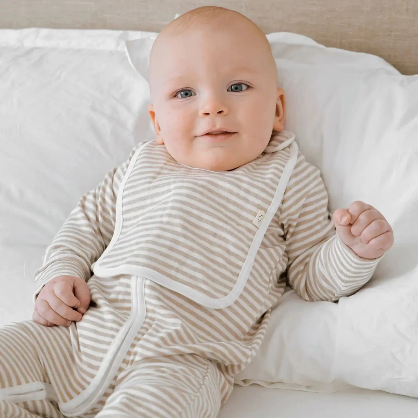 Organic Cotton Bib - Oat Stripes