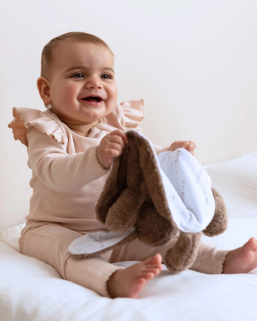 Frilled Apple Jumpsuit - Baby Pink