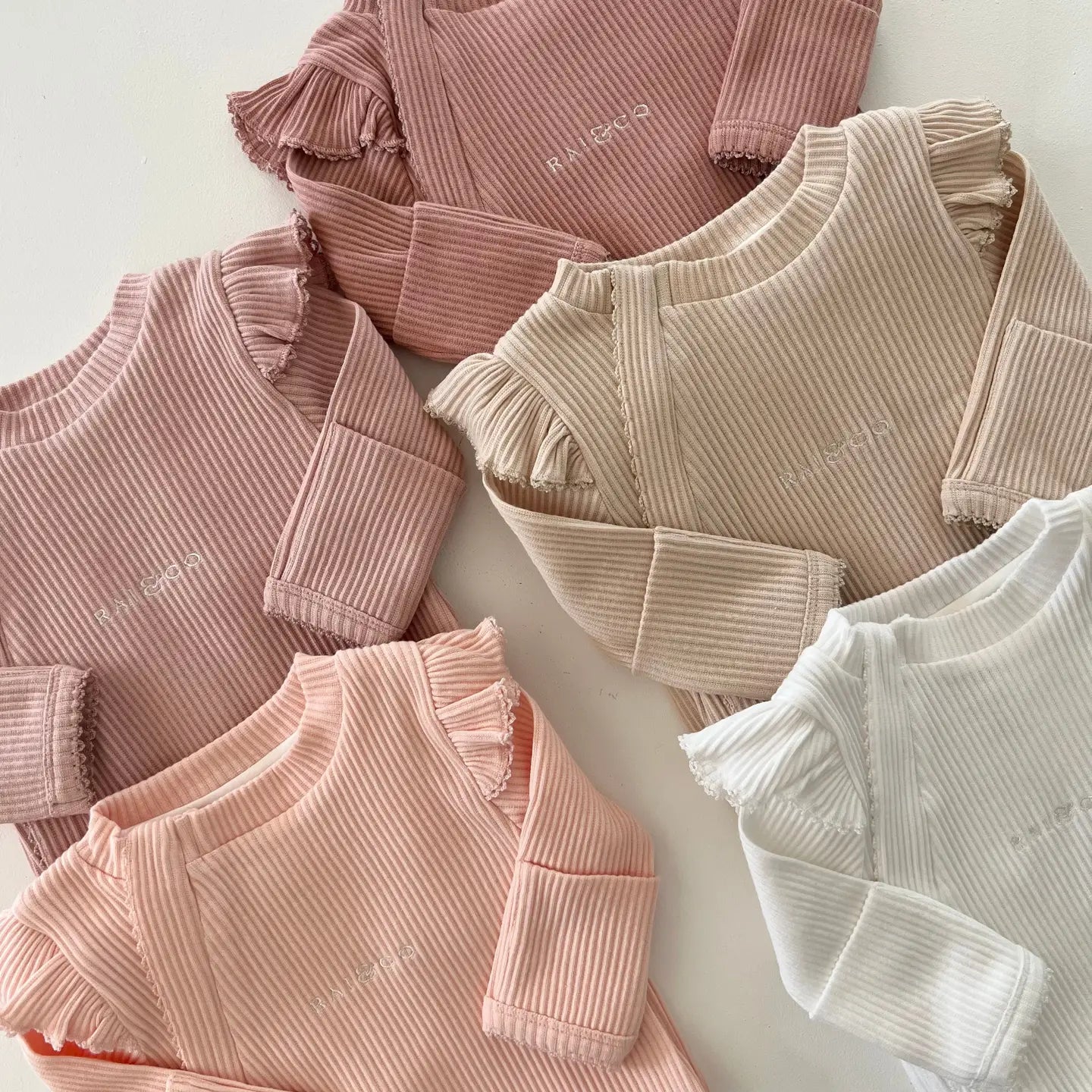 Frill Ribbed Jumpsuit - White