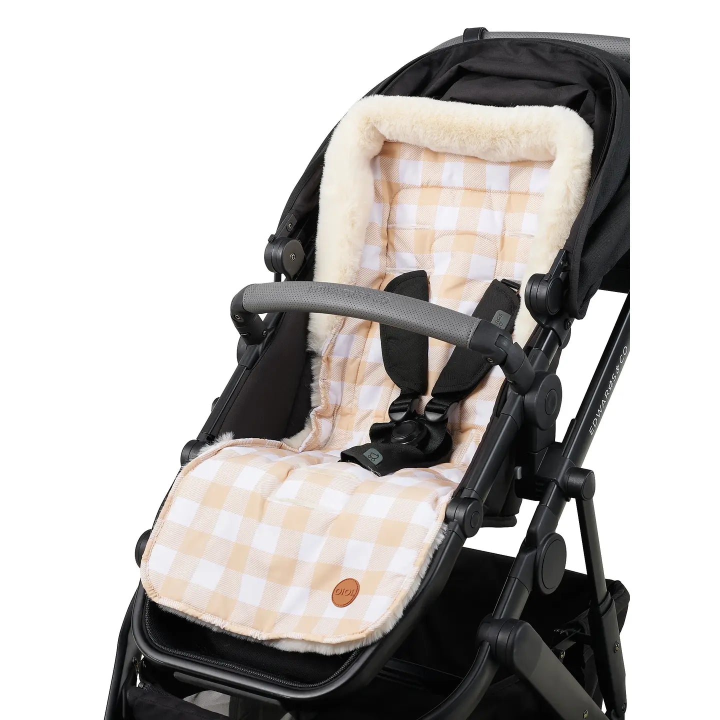 Cozy Fleece Pram Liner - Beige Gingham