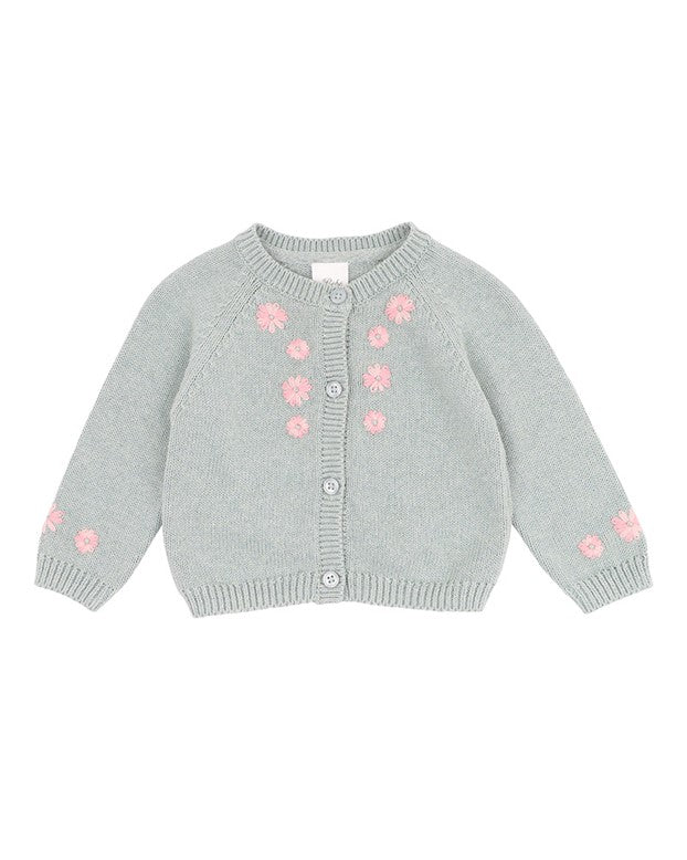Molly Cardigan w Hand Embroidery - Sage Marl