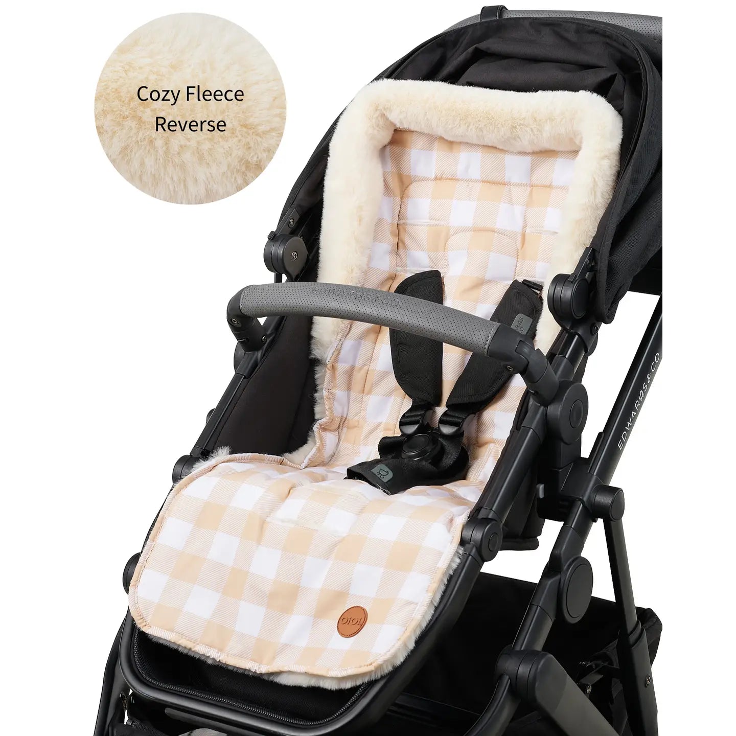 Cozy Fleece Pram Liner - Beige Gingham