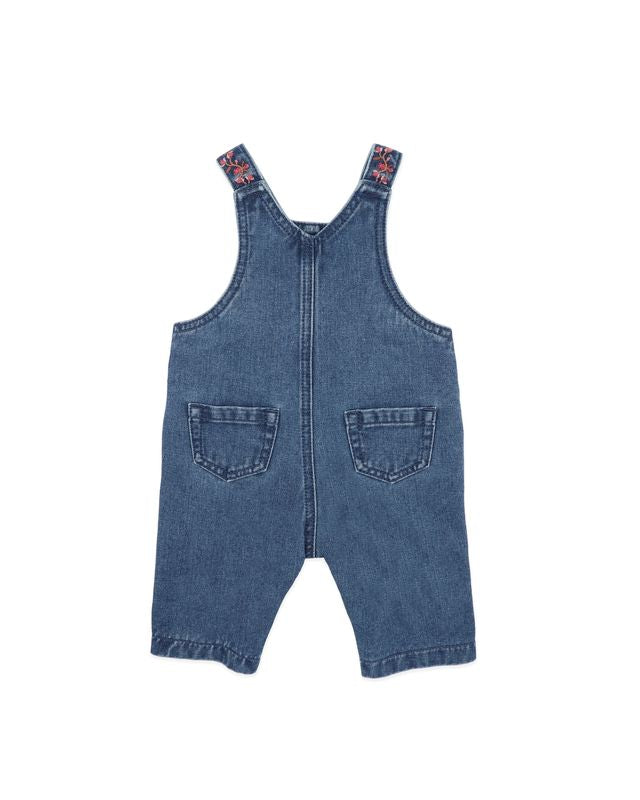 Denim Emb. Overalls - Mid Indigo Blue