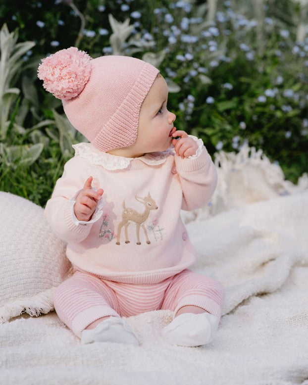 Molly Knitted Leggings - Pink Stripe