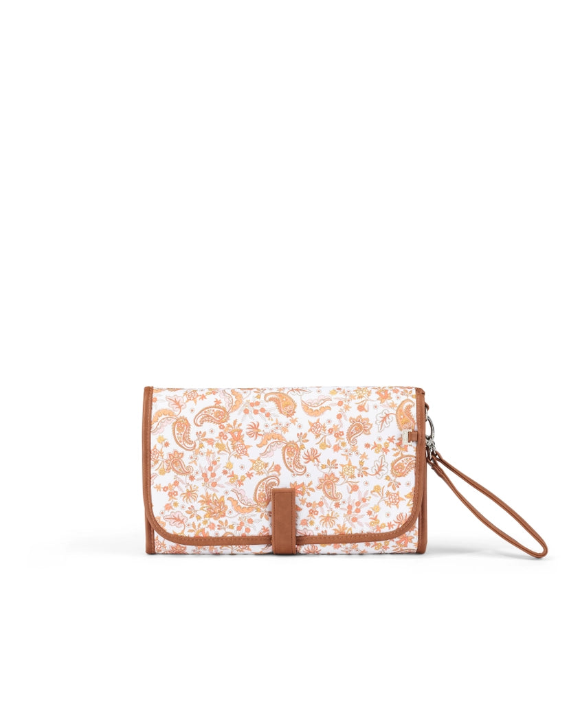 OIOI Change Mat Clutch - Peach Paisley/Tan