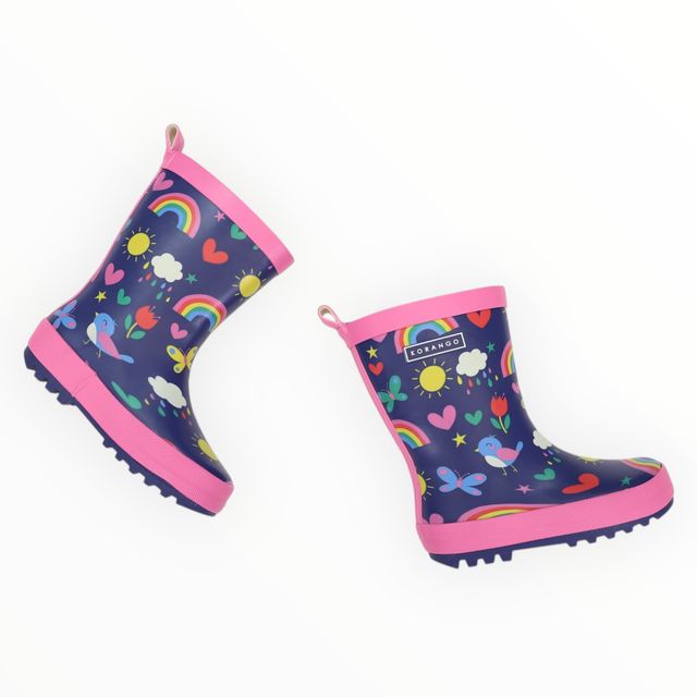 Spring Rainbow Gumboot - Navy