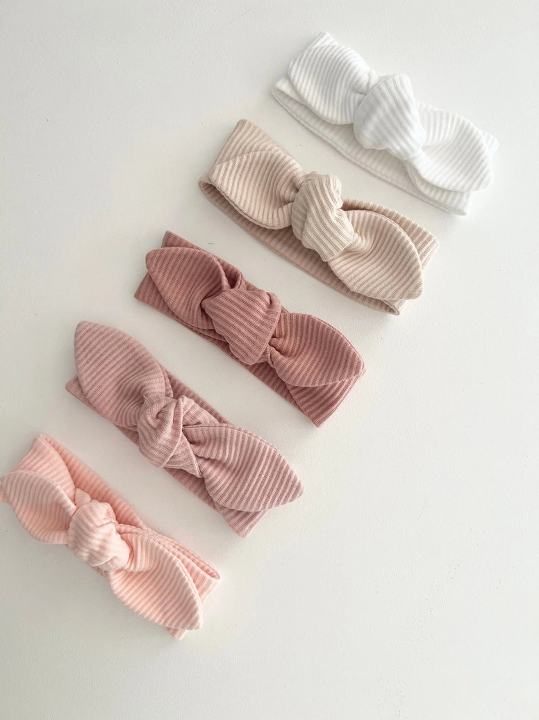 Ribbed Knotted Headband - Blush