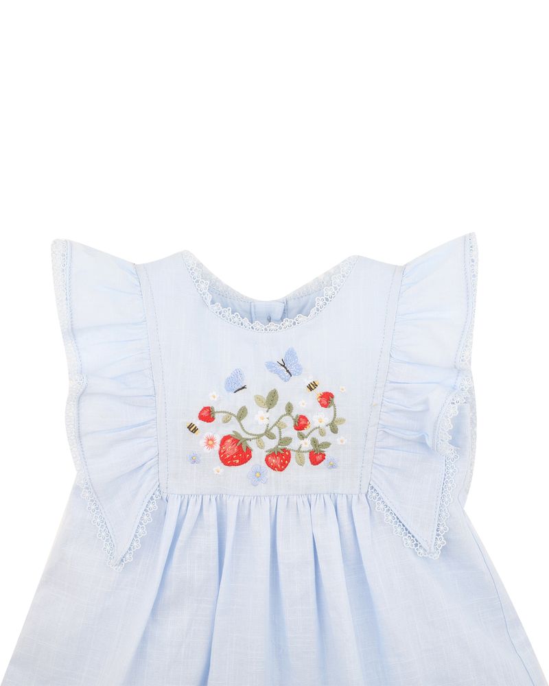 Poppy Emb Yoke Dress - Bluebell