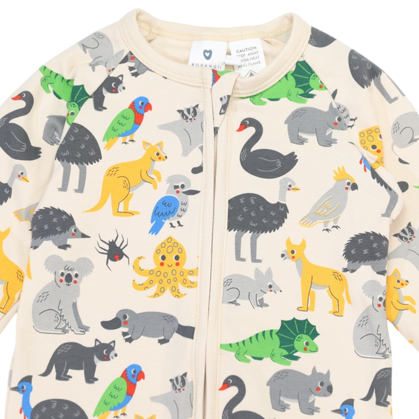 Australian Animal Zip Onesie - Beige